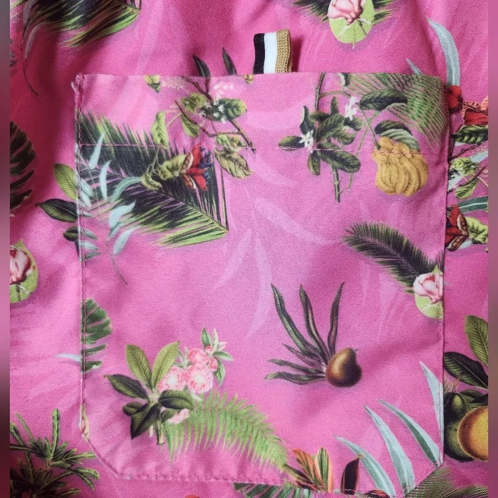 BOSS Piranha Swim Trunks Shorts Tropical Pink Size L
